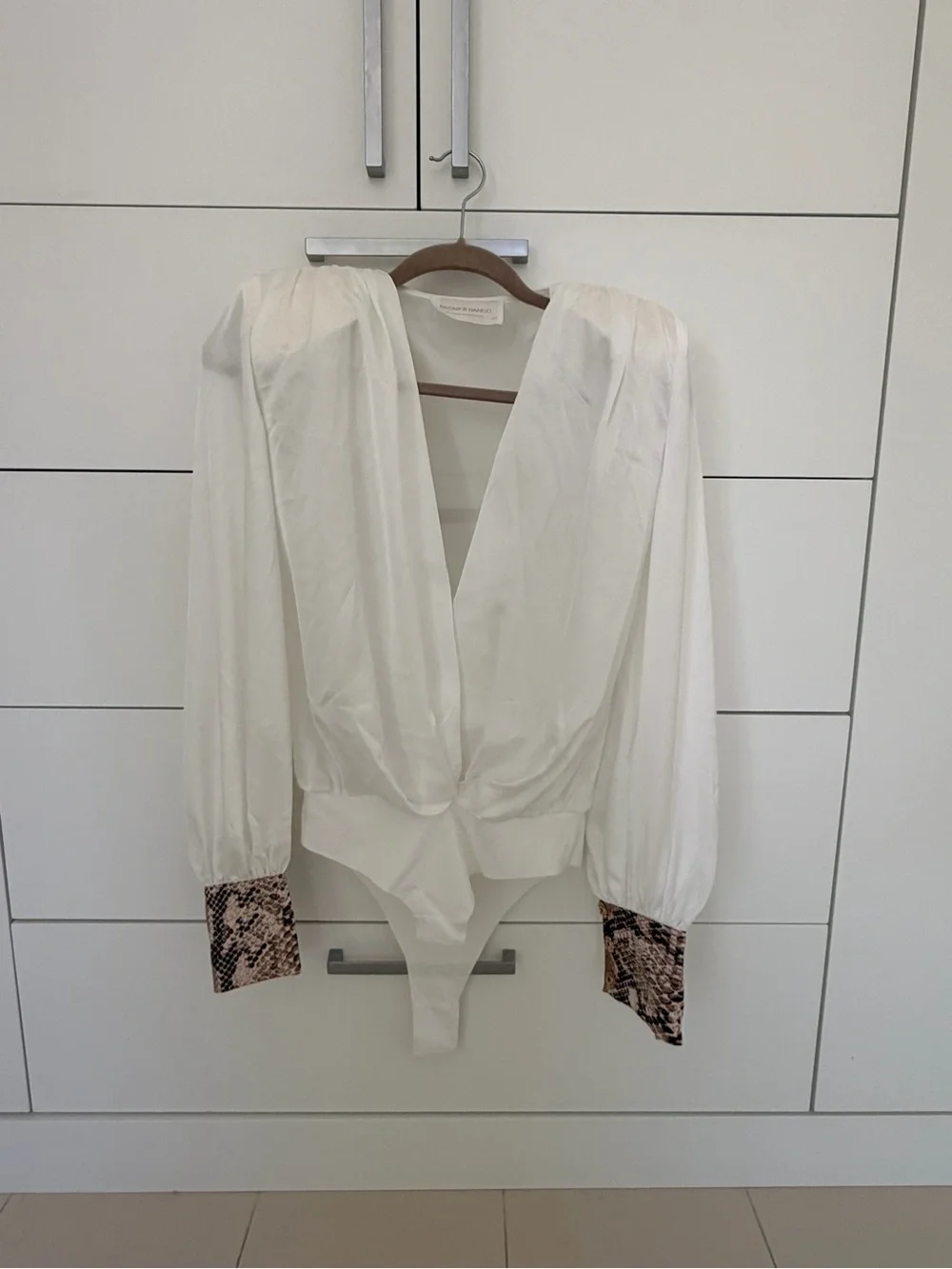 Bronx and Banco Ivory Plunge V-Neck Top